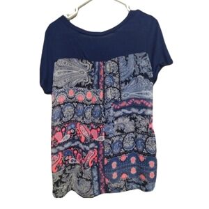 Honey Punch high low top with semi sheer paisley floral back